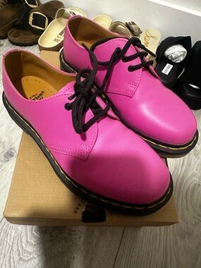 Dr. Martens Hot Pink Lace-Up Leather Shoes